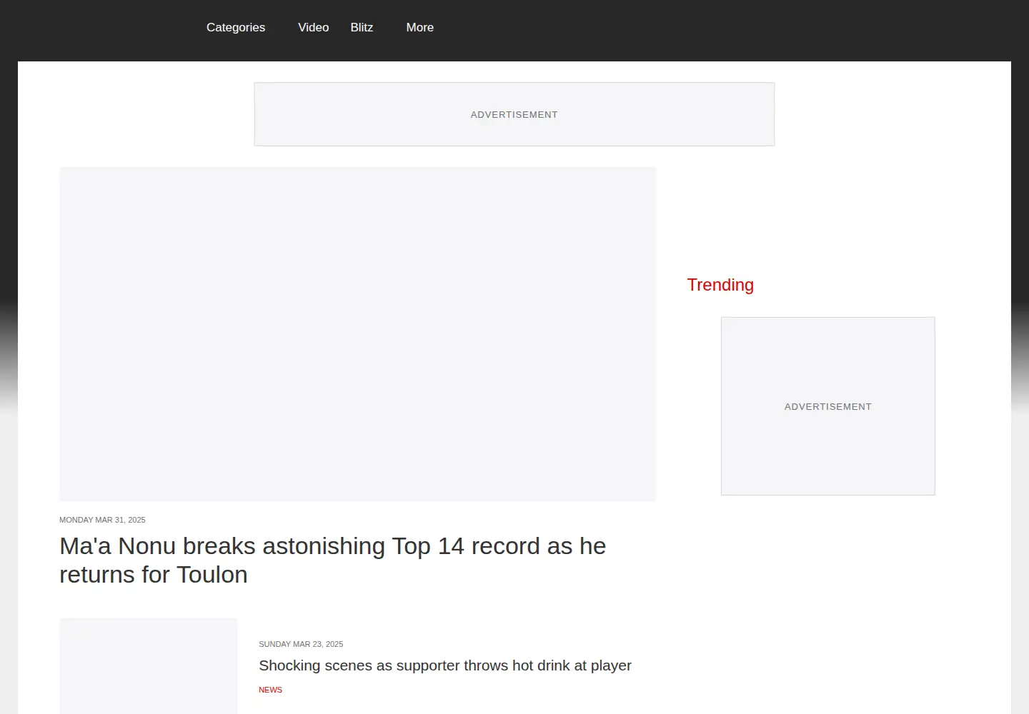 Captured homepage of rugbydump.com in the current scan