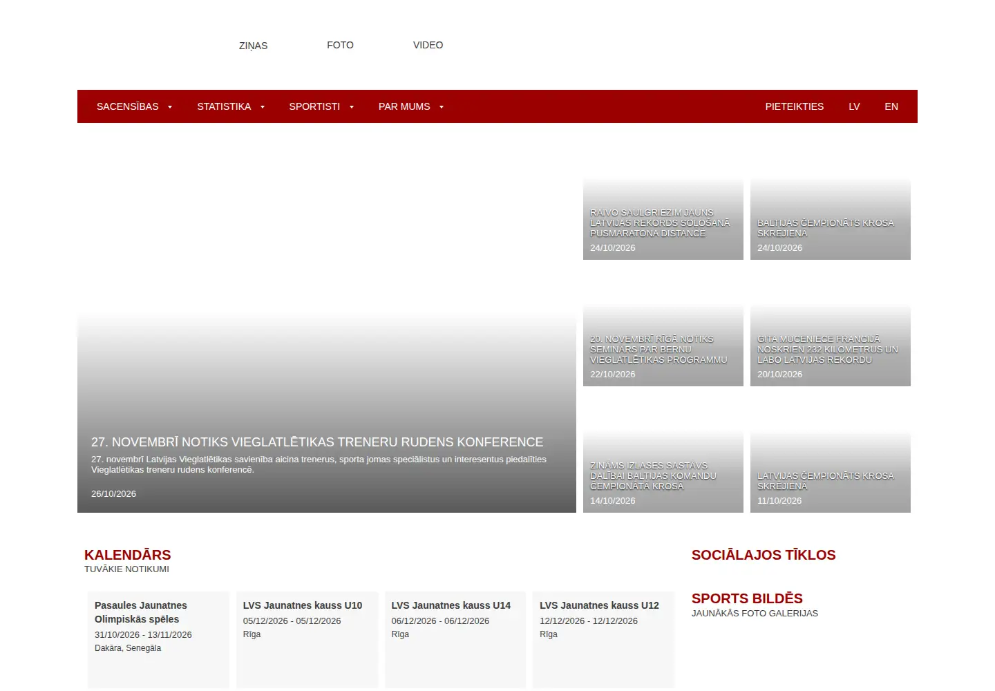Screenshot of athletics.lv