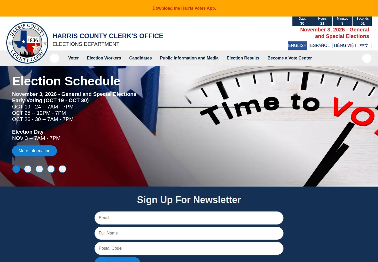 Screenshot of harrisvotes.com