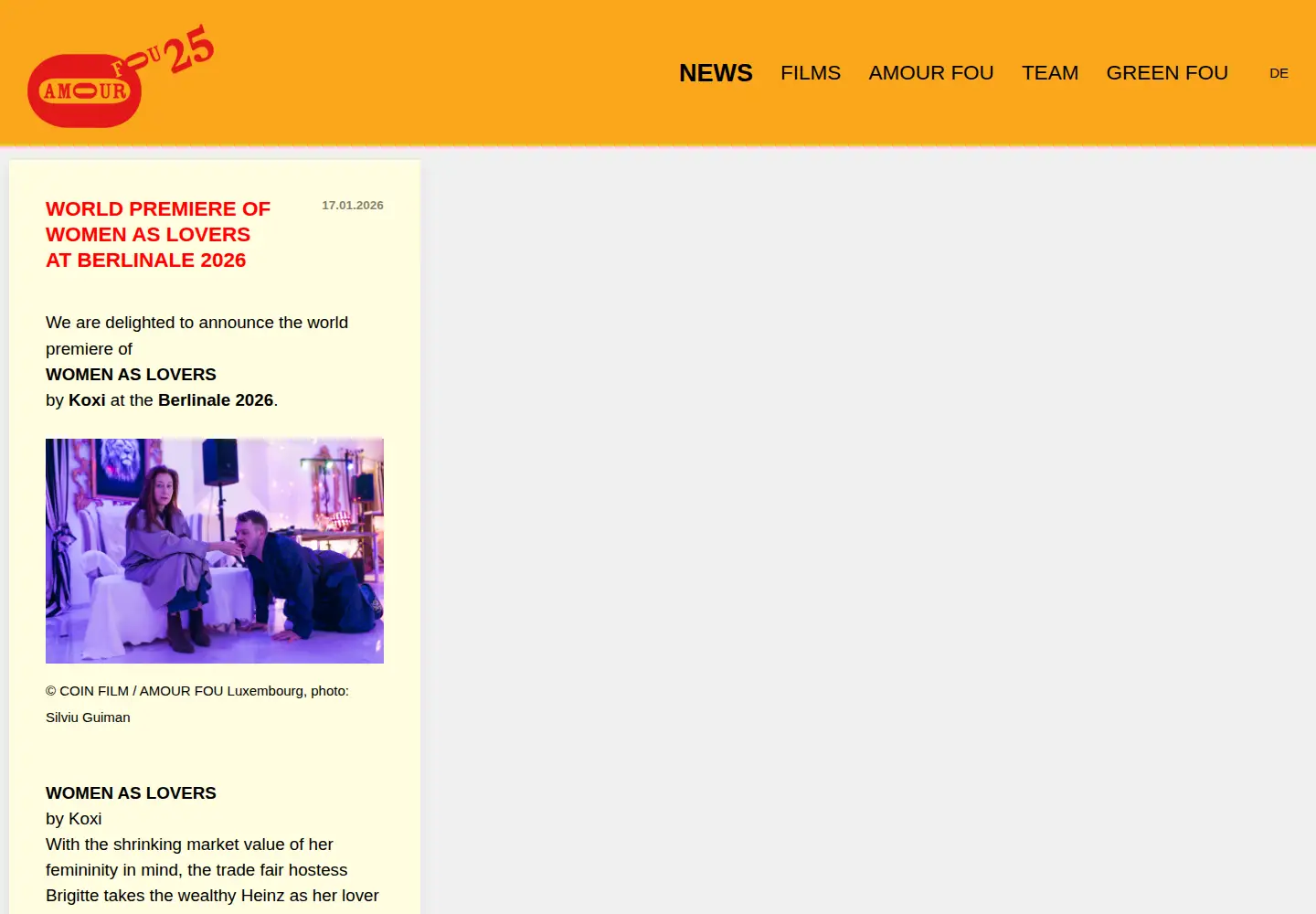 Captured homepage of amourfoufilm.com in the current scan