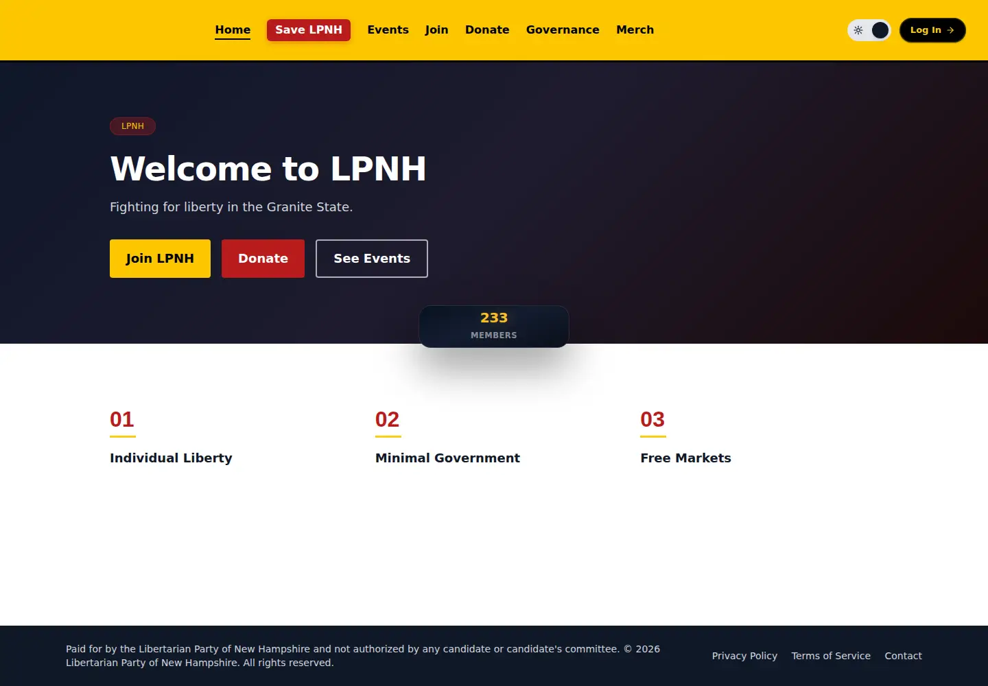 Captured homepage of lpnh.org in the current scan