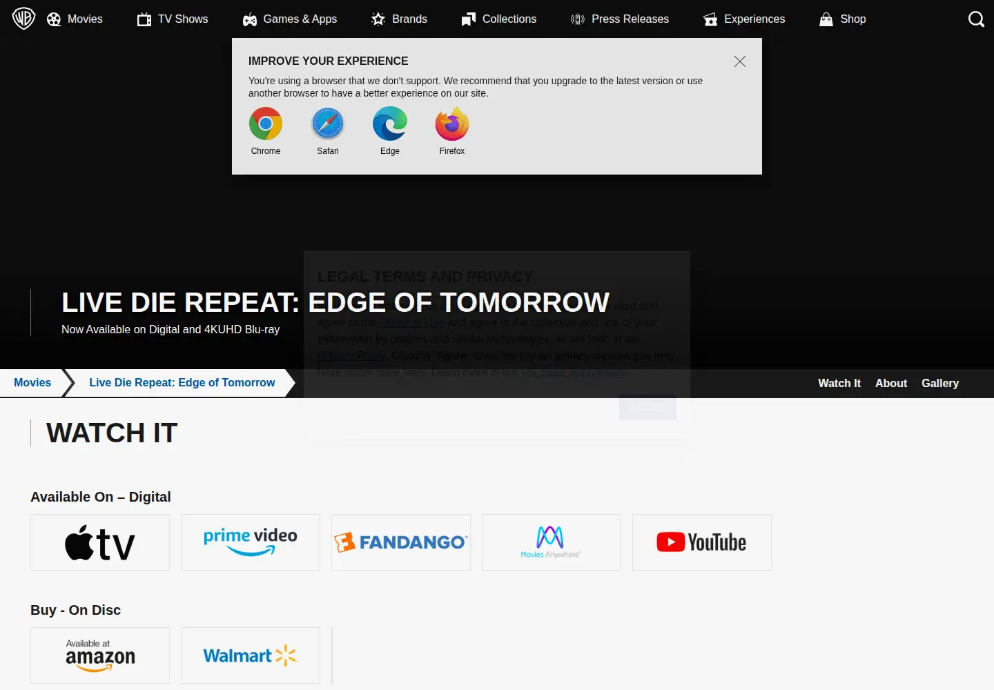 Screenshot of edgeoftomorrowmovie.com