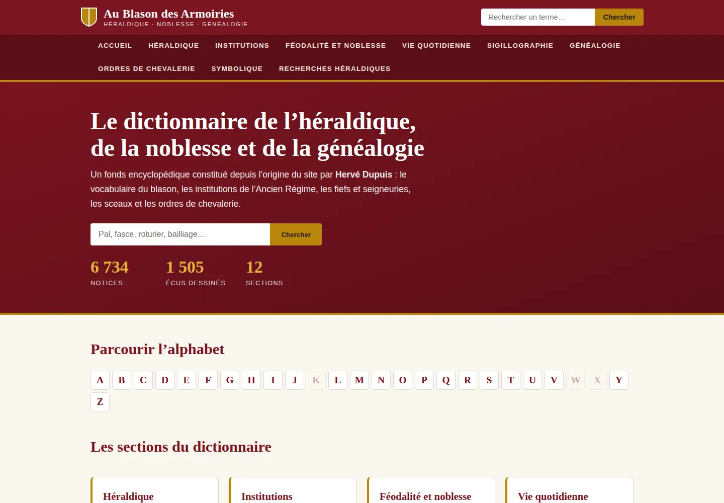 Captured homepage of blason-armoiries.org in the current scan