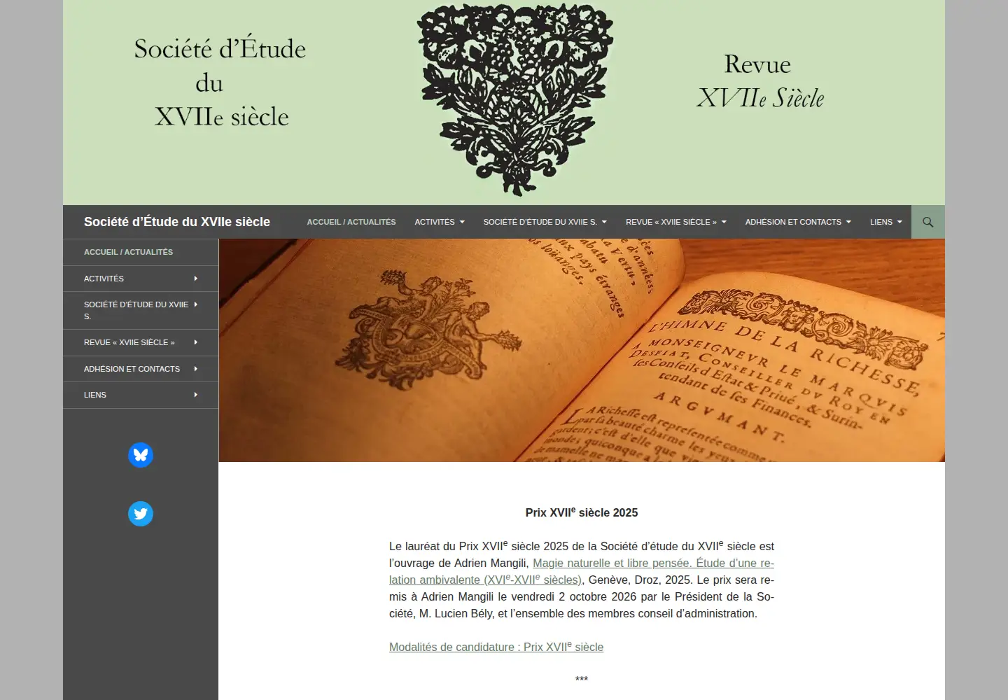 Captured homepage of 17esiecle.fr in the current scan
