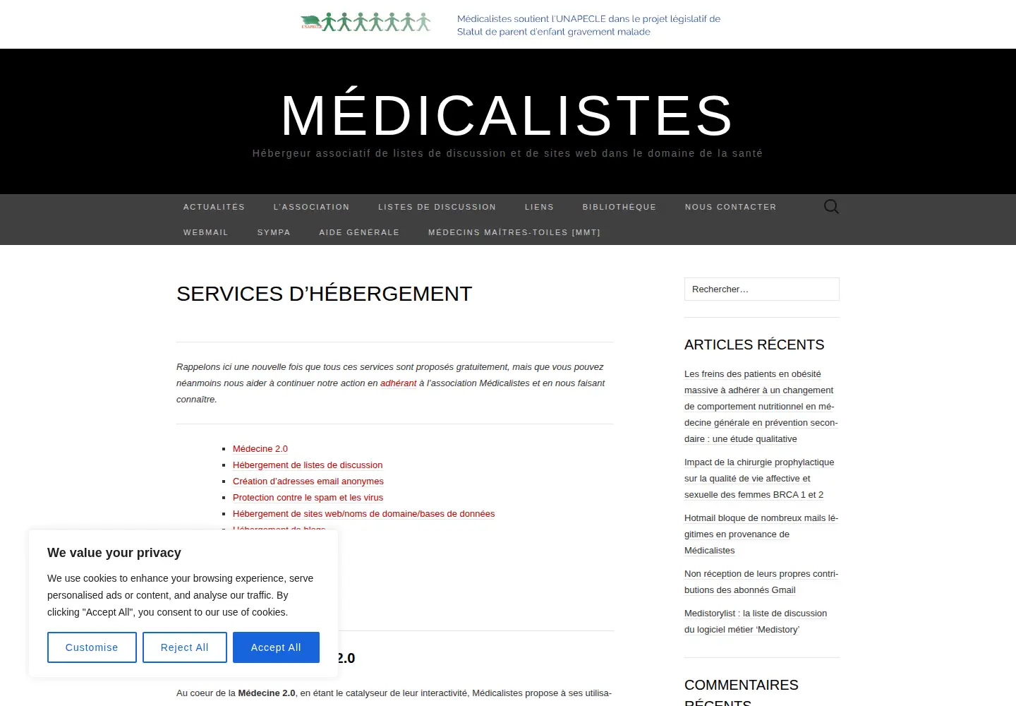 Screenshot of medicalistes.fr