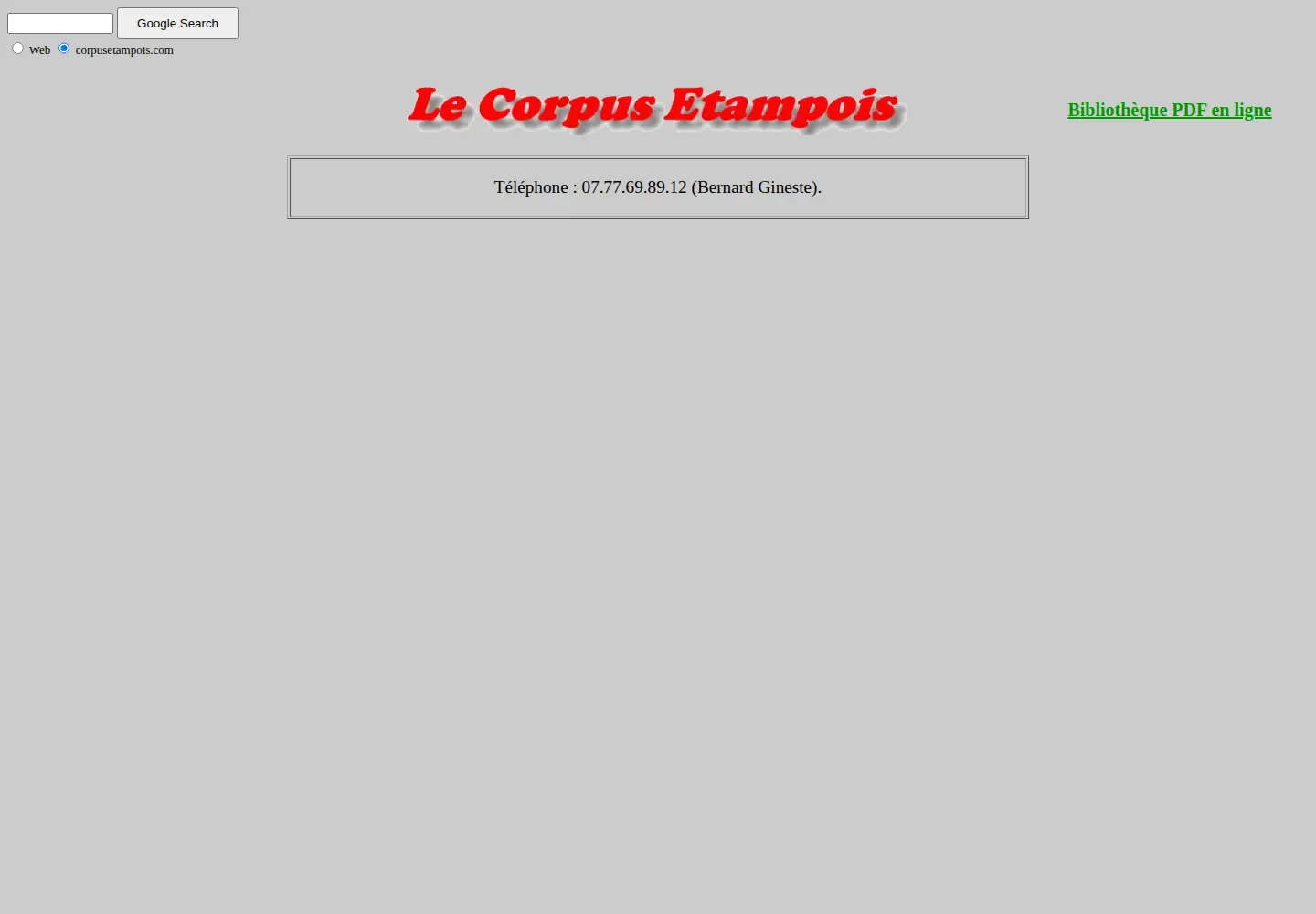 Captured homepage of corpusetampois.com in the current scan