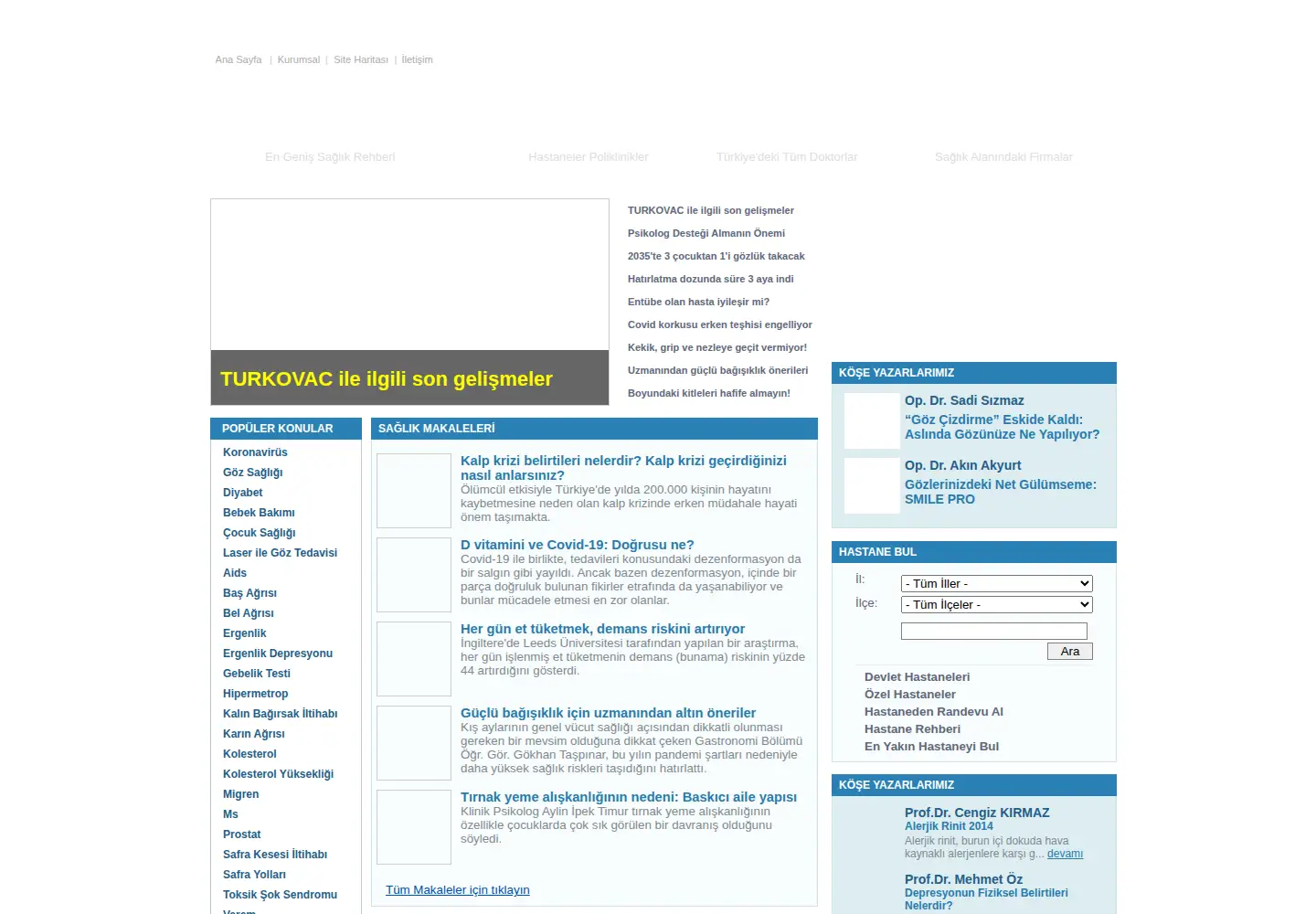 Captured homepage of hastane.com.tr in the current scan