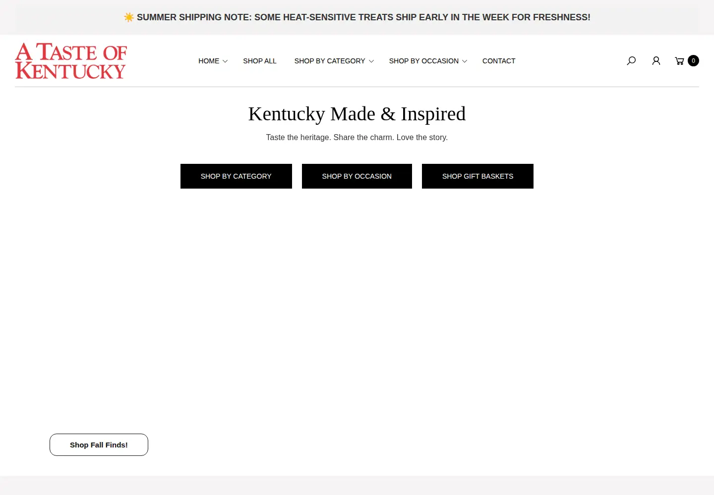 Screenshot of atasteofkentucky.com