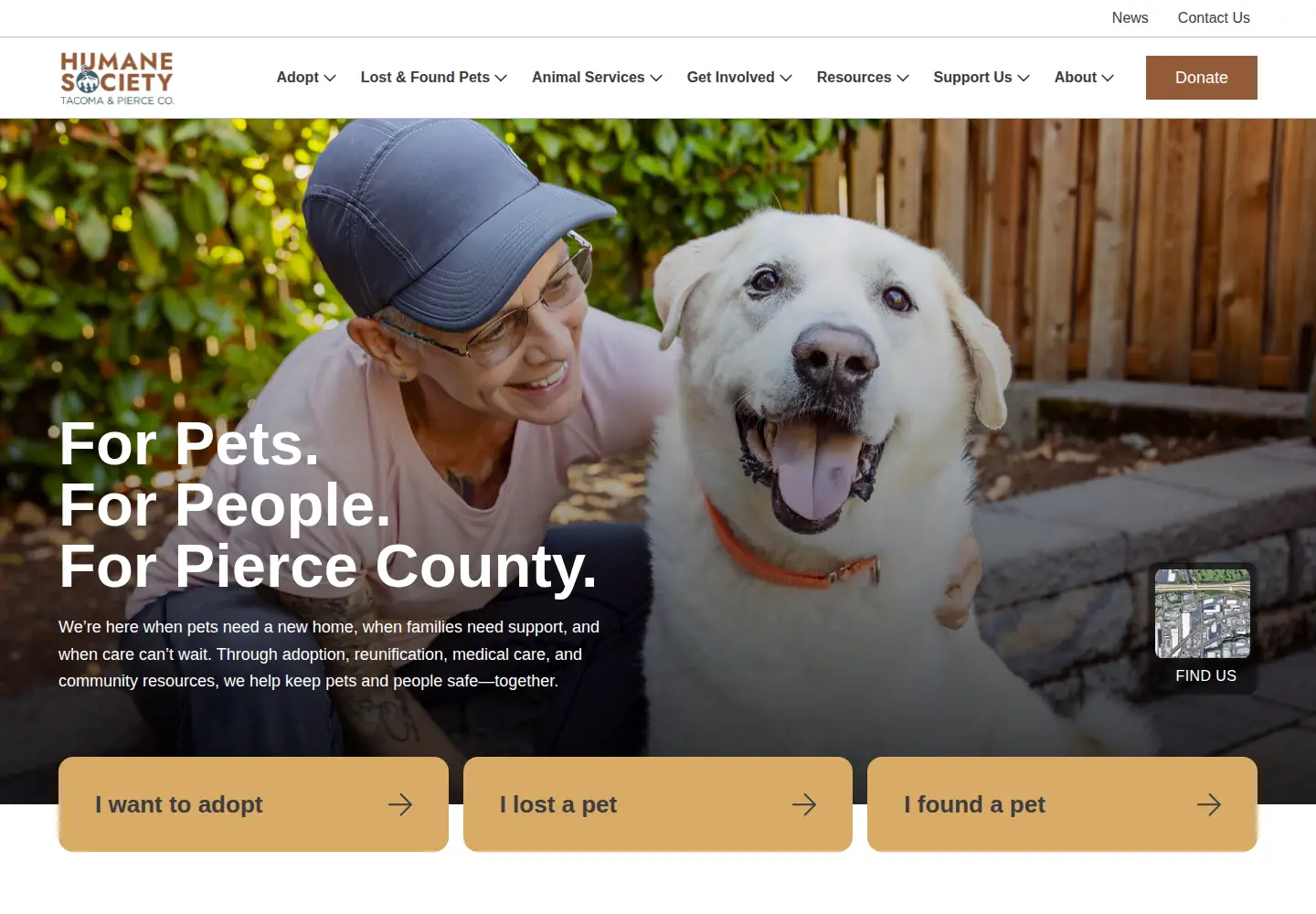 Screenshot of thehumanesociety.org
