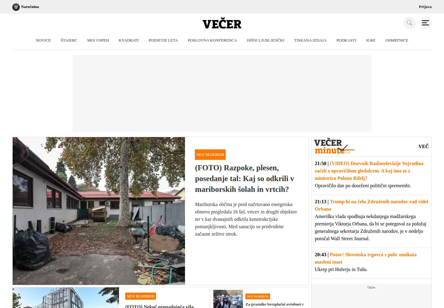 Screenshot of vecer.si