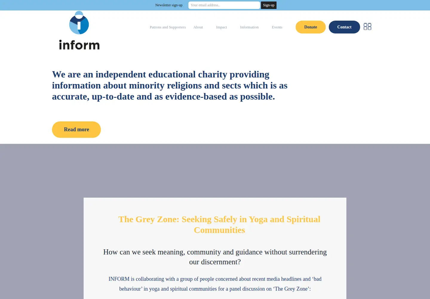 Captured homepage of inform.ac in the current scan