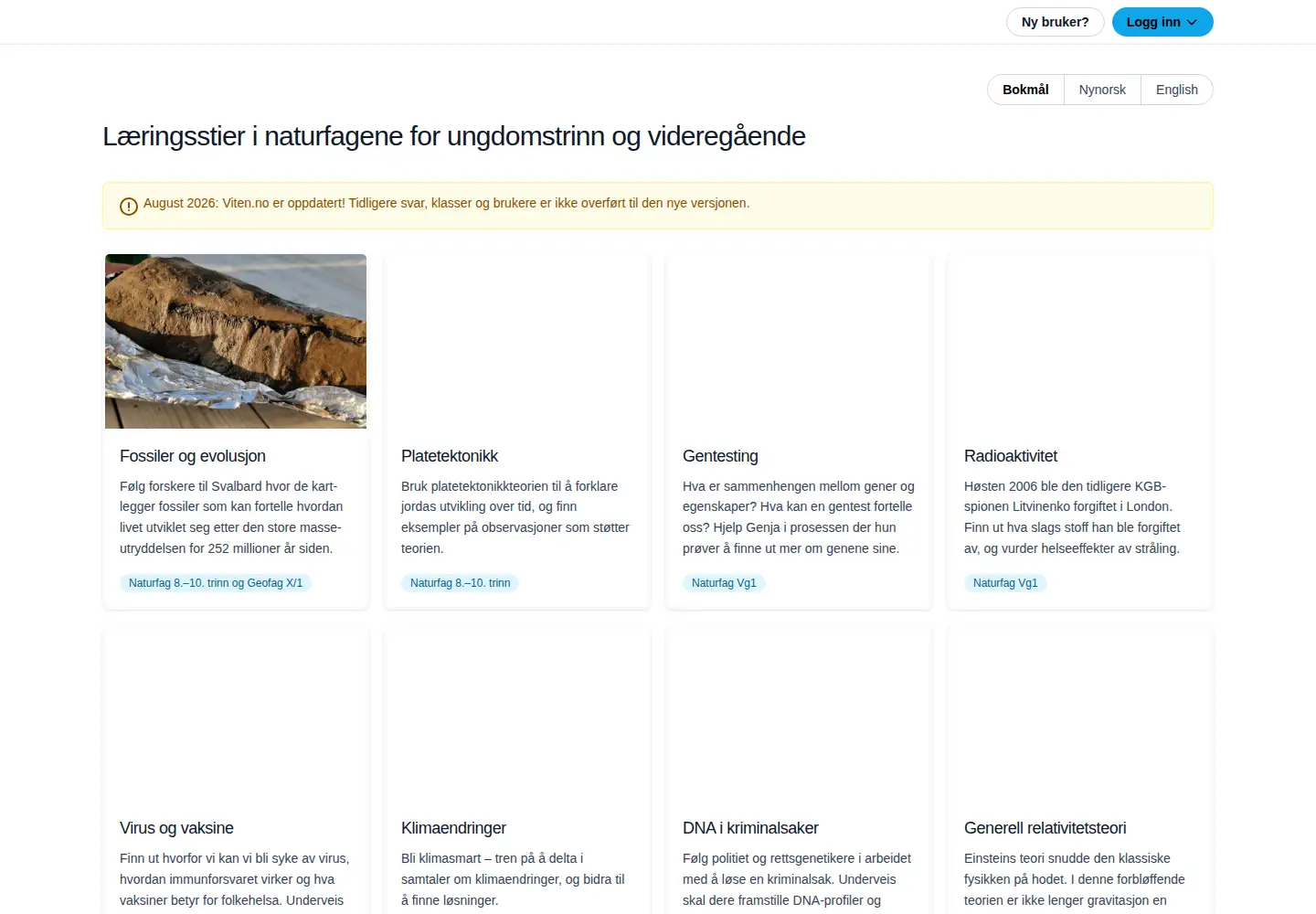 Screenshot of viten.no