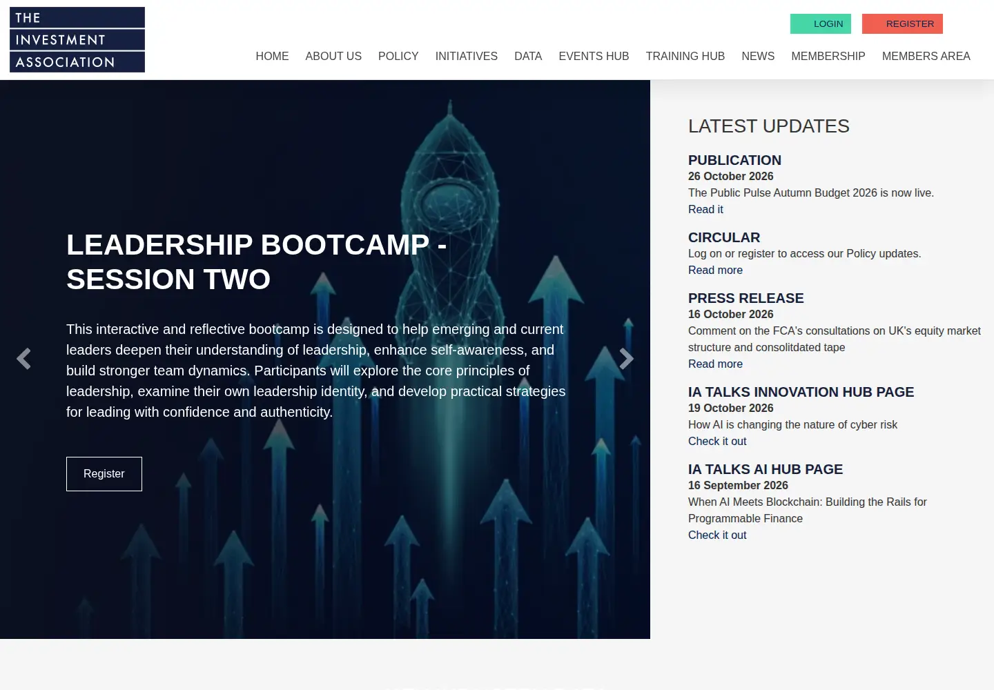 Captured homepage of theinvestmentassociation.org in the current scan