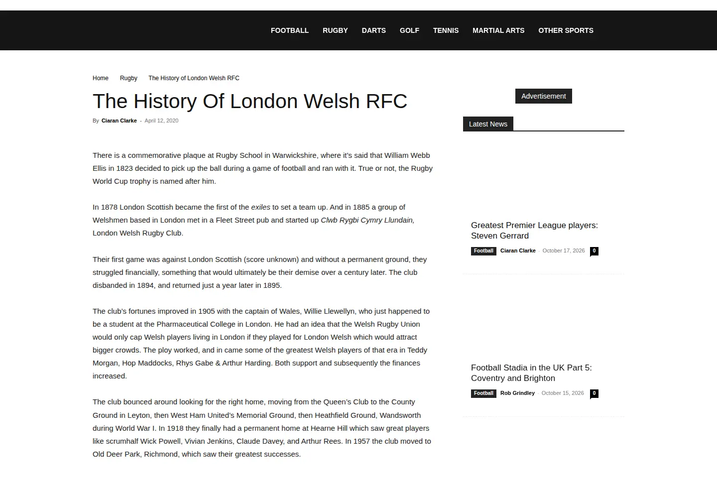 Screenshot of london-welsh.co.uk