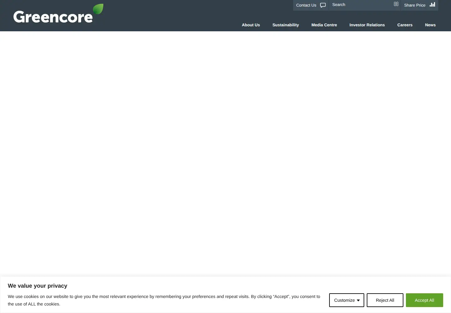 Screenshot of greencore.com