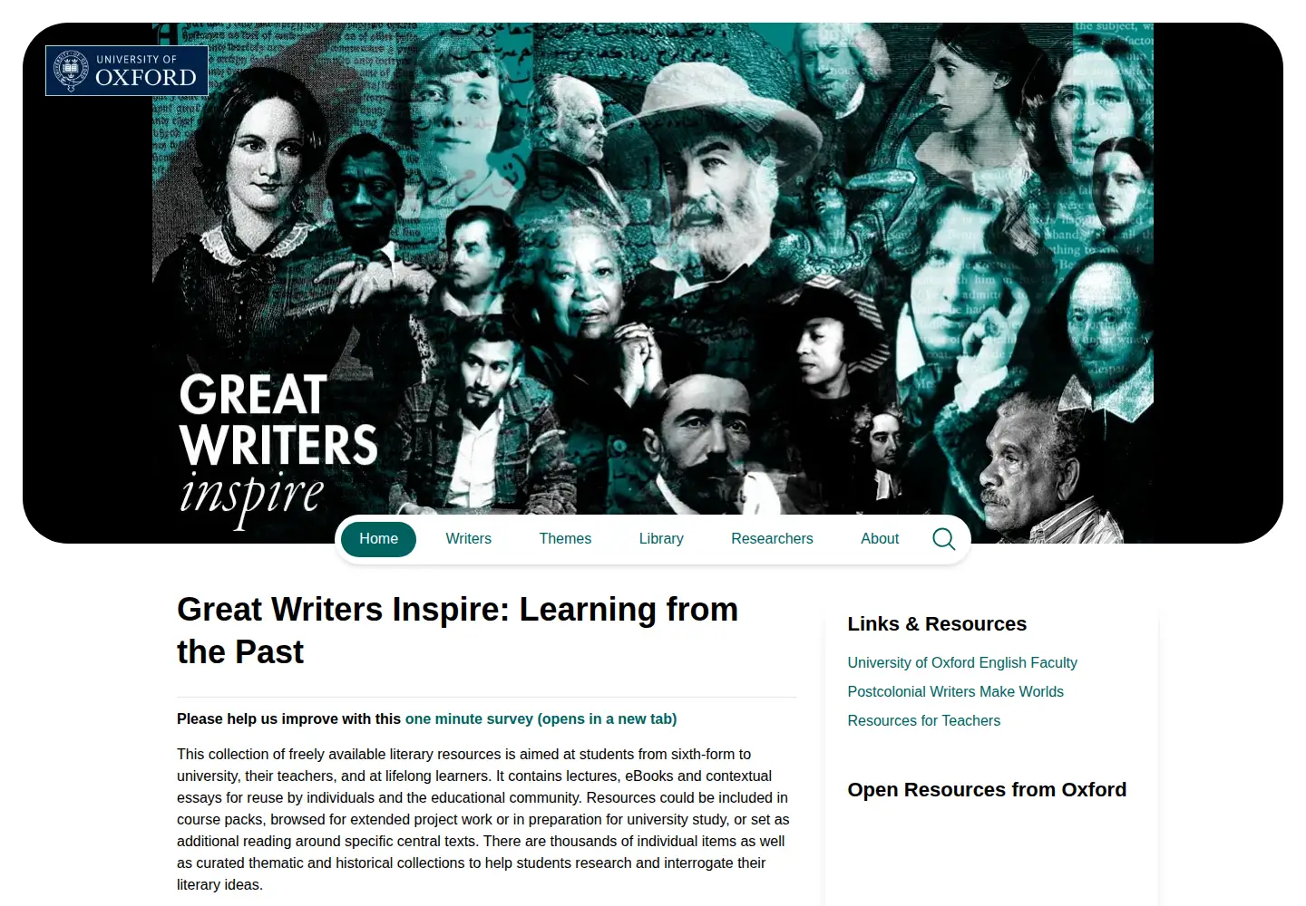 Captured homepage of writersinspire.org in the current scan