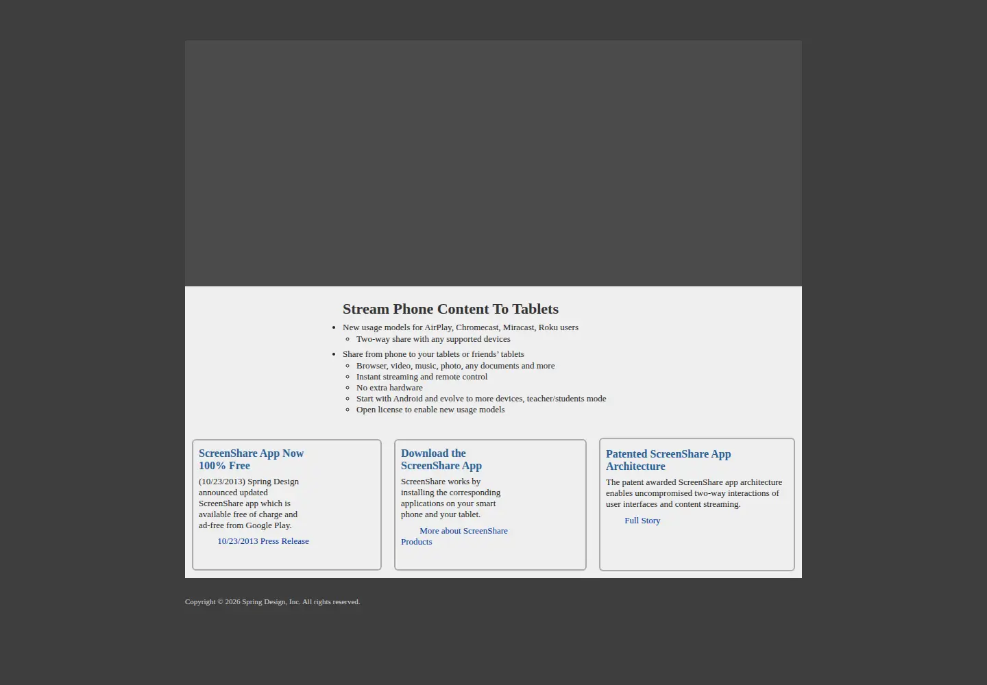 Captured homepage of springdesign.com in the current scan