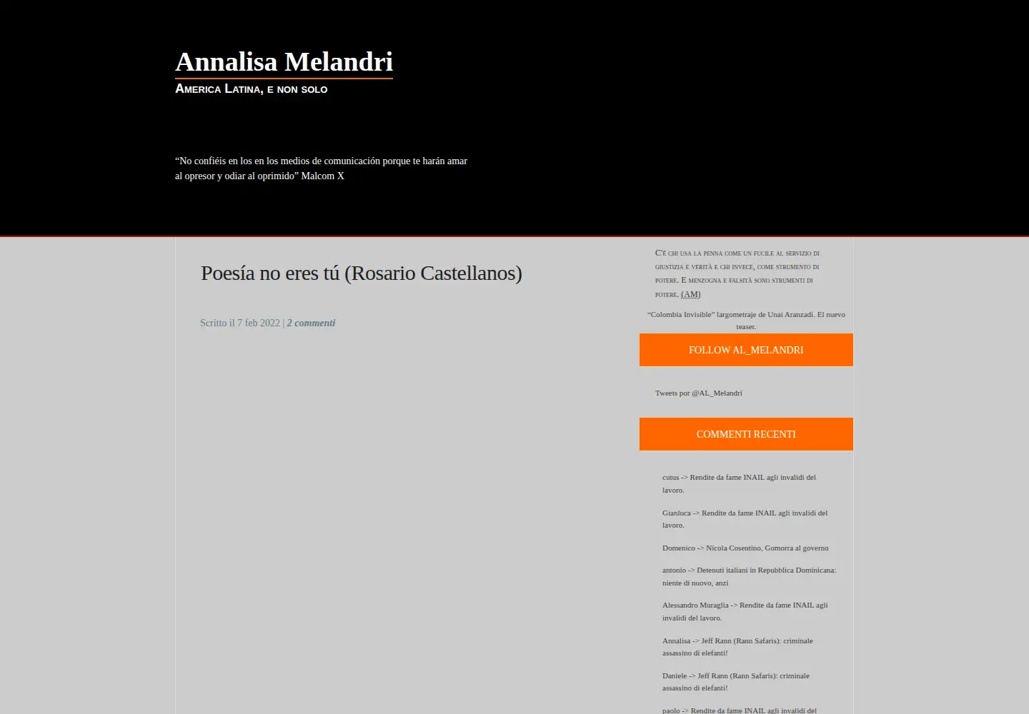 Captured homepage of annalisamelandri.it in the current scan