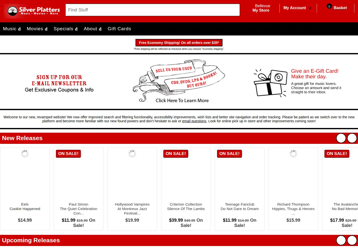 Captured homepage of silverplatters.com in the current scan