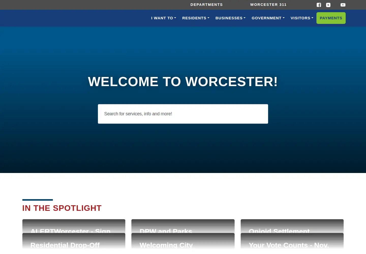 Screenshot of worcester.ma.us