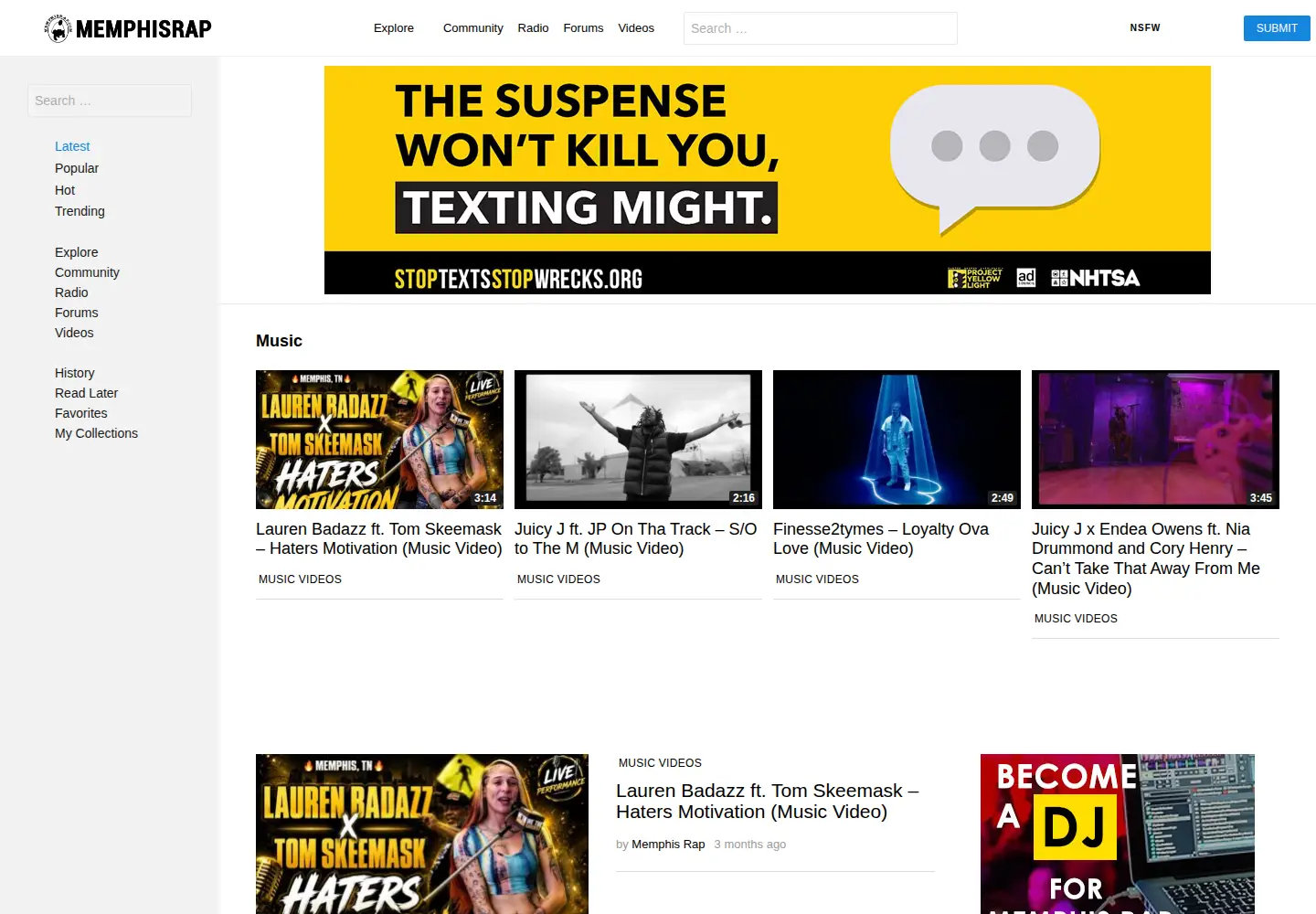 Screenshot of memphisrap.com