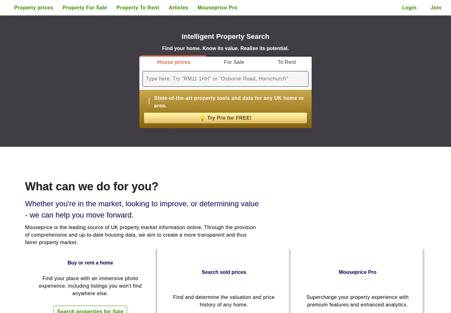 Screenshot of mouseprice.com