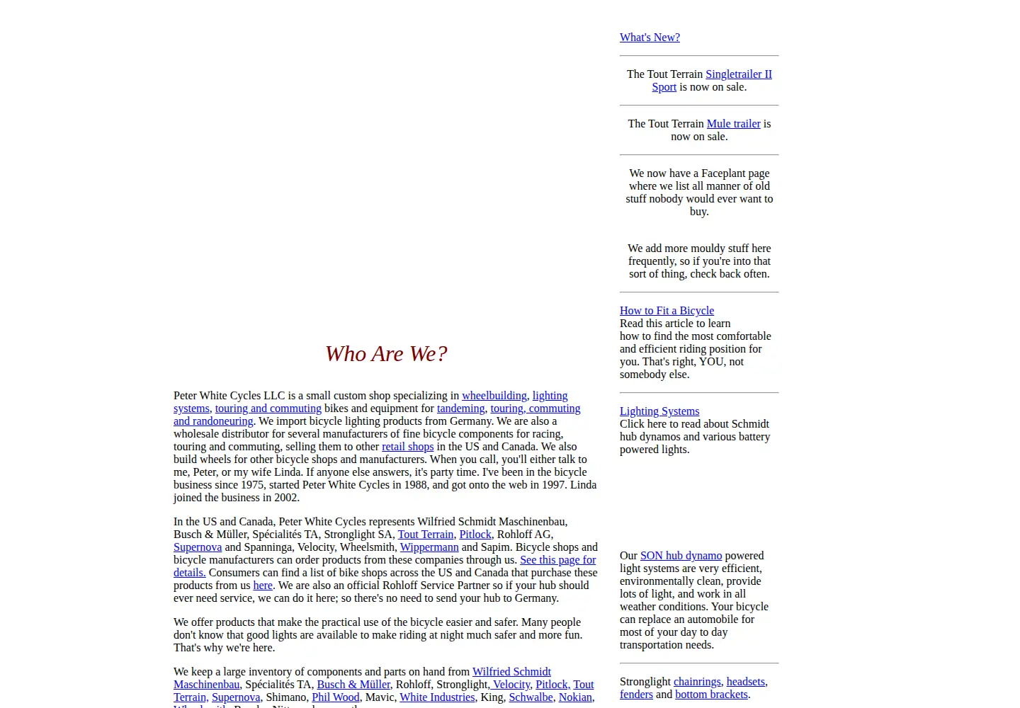 Screenshot of peterwhitecycles.com