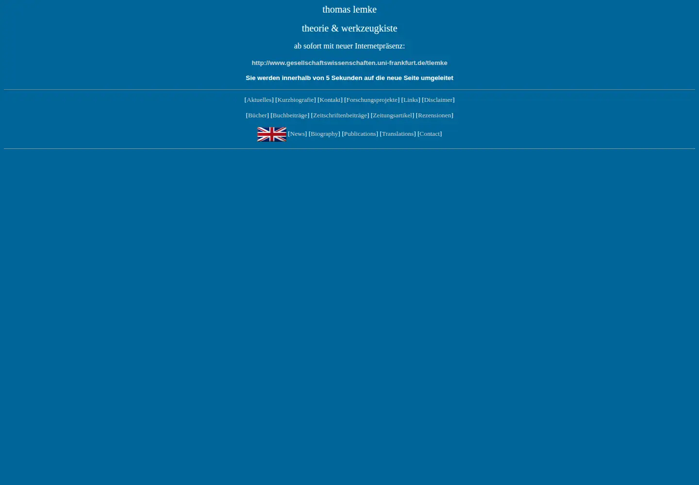 Captured homepage of thomaslemkeweb.de in the current scan