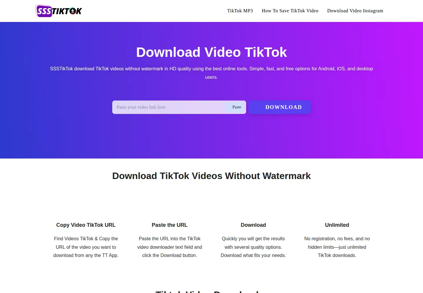 Screenshot of ssstiktok.tv