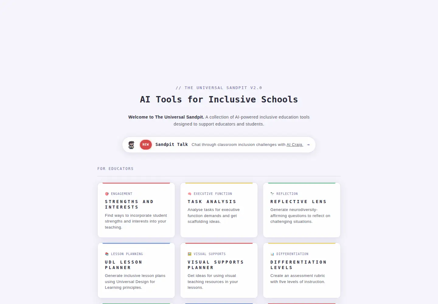 Captured homepage of theuniversalsandpit.org in the current scan