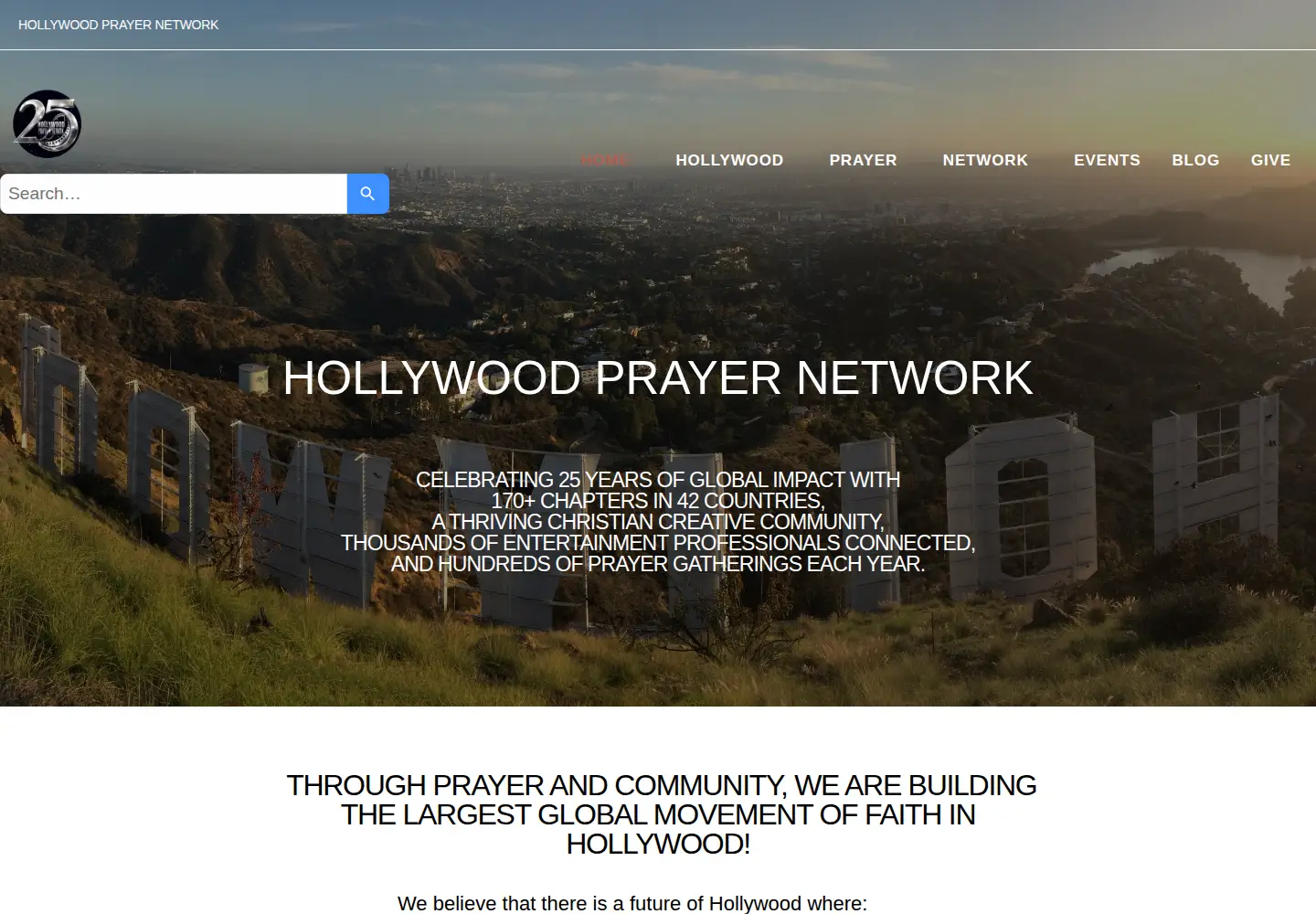 Screenshot of hollywoodprayernetwork.org