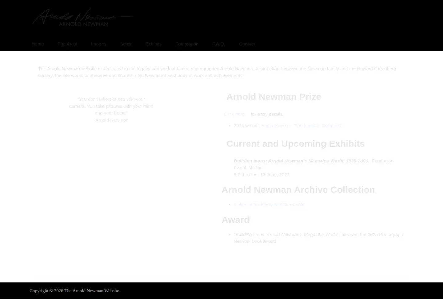 Screenshot of arnoldnewman.com