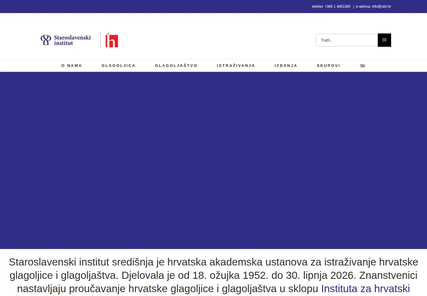Captured homepage of stin.hr in the current scan
