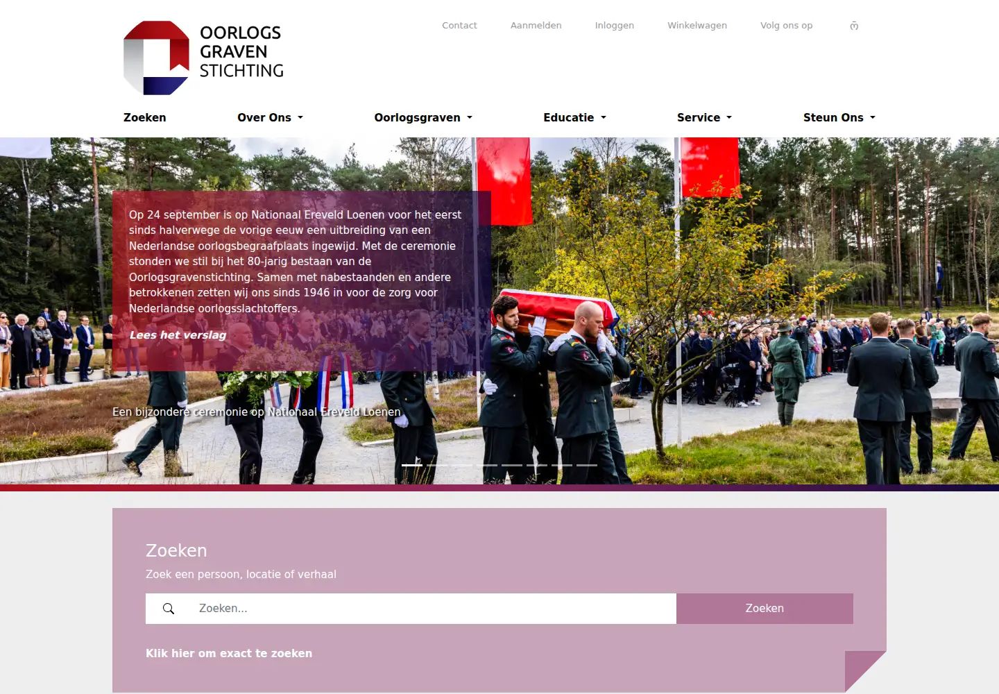 Screenshot of oorlogsgravenstichting.nl