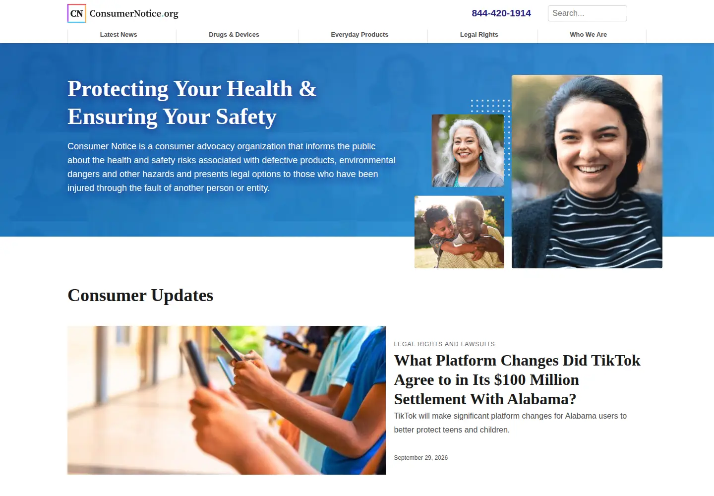 Screenshot of consumernotice.org