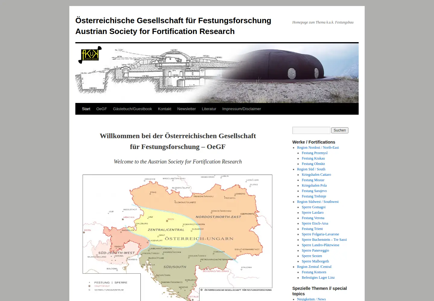 Captured homepage of kuk-fortification.net in the current scan