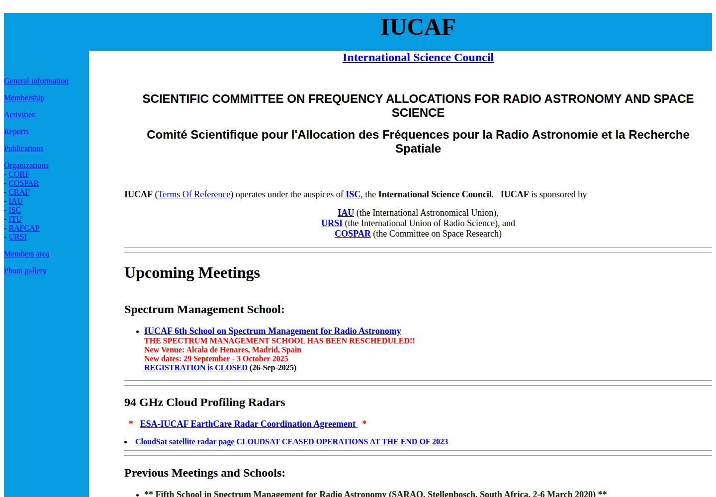 Screenshot of iucaf.org