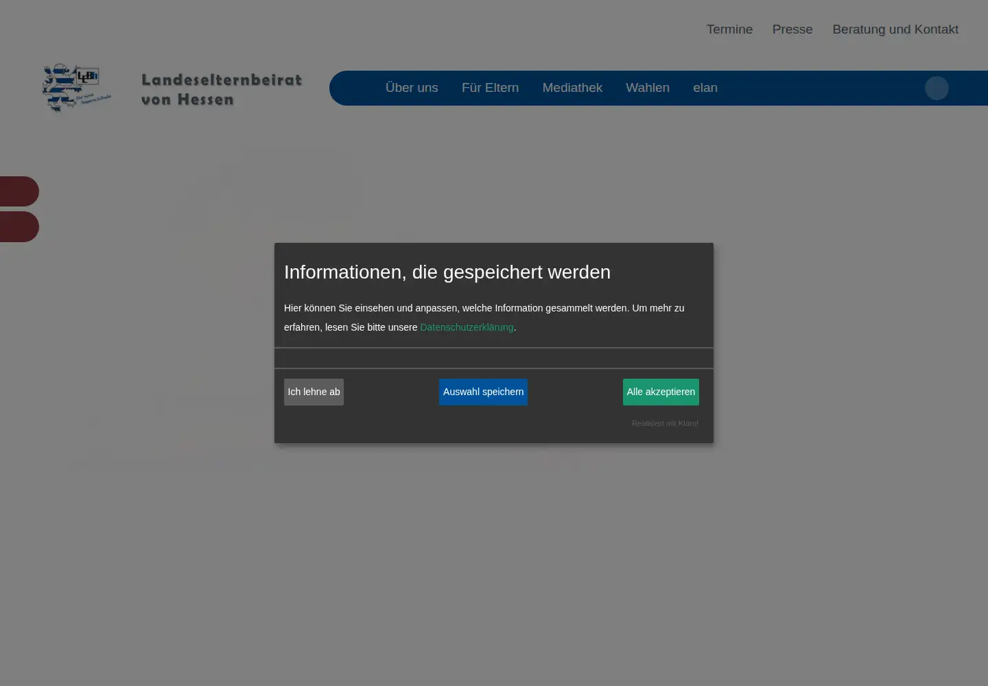 Captured homepage of leb-hessen.de in the current scan