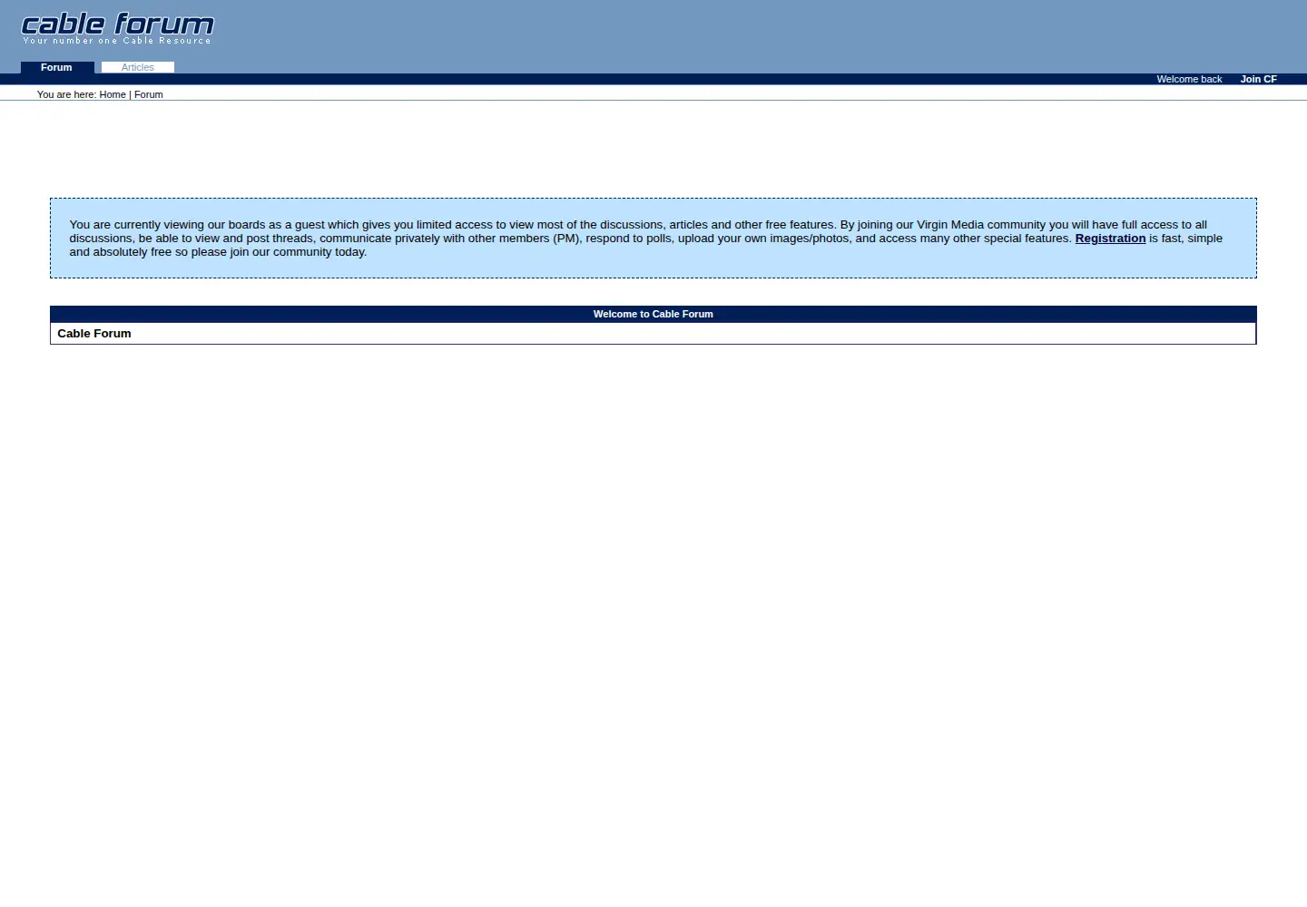 Screenshot of cableforum.co.uk