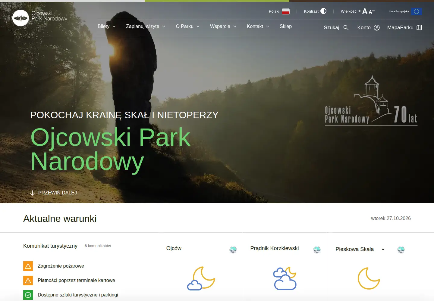 Screenshot of ojcowskiparknarodowy.pl