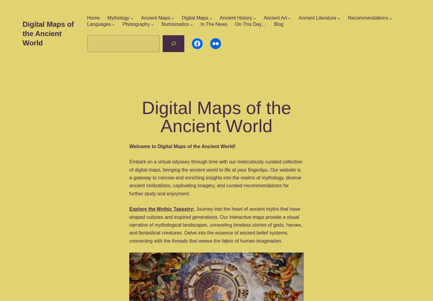 Captured homepage of digitalmapsoftheancientworld.com in the current scan