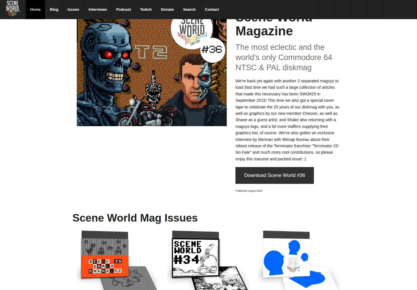 Captured homepage of sceneworld.org in the current scan