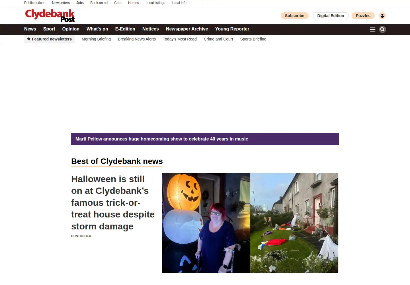 Captured homepage of clydebankpost.co.uk in the current scan