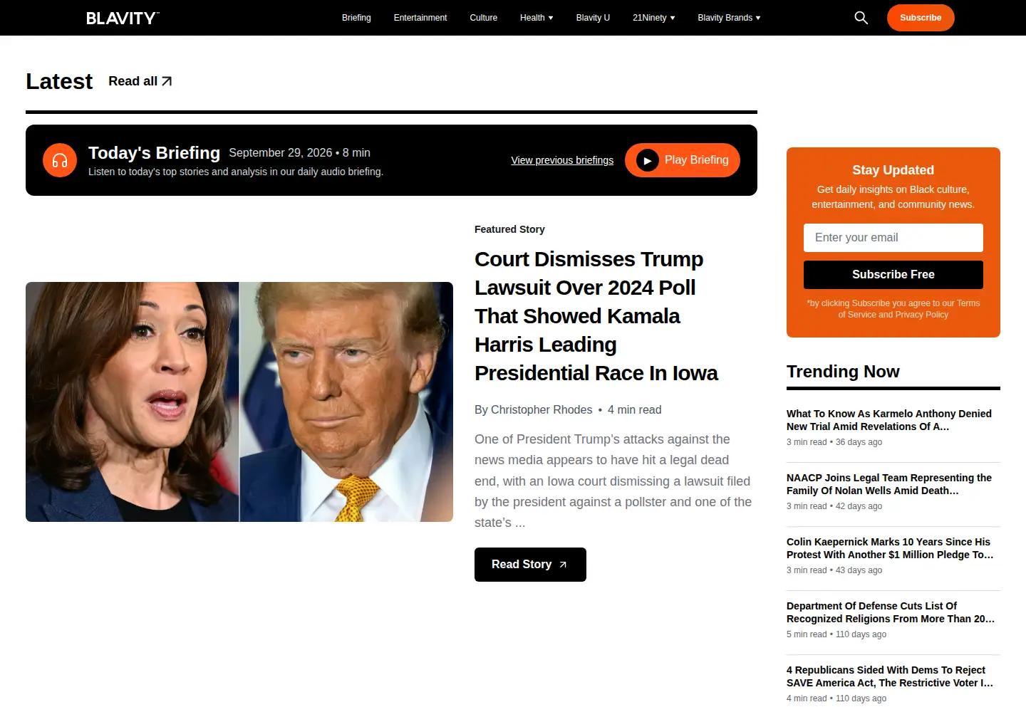 Screenshot of blavity.com