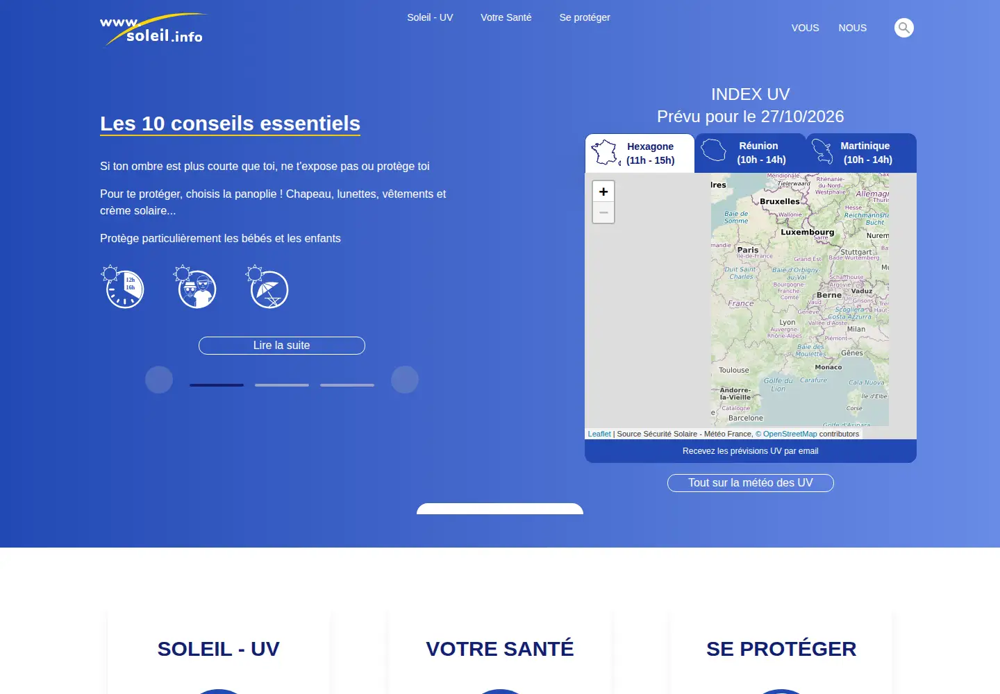 Screenshot of soleil.info