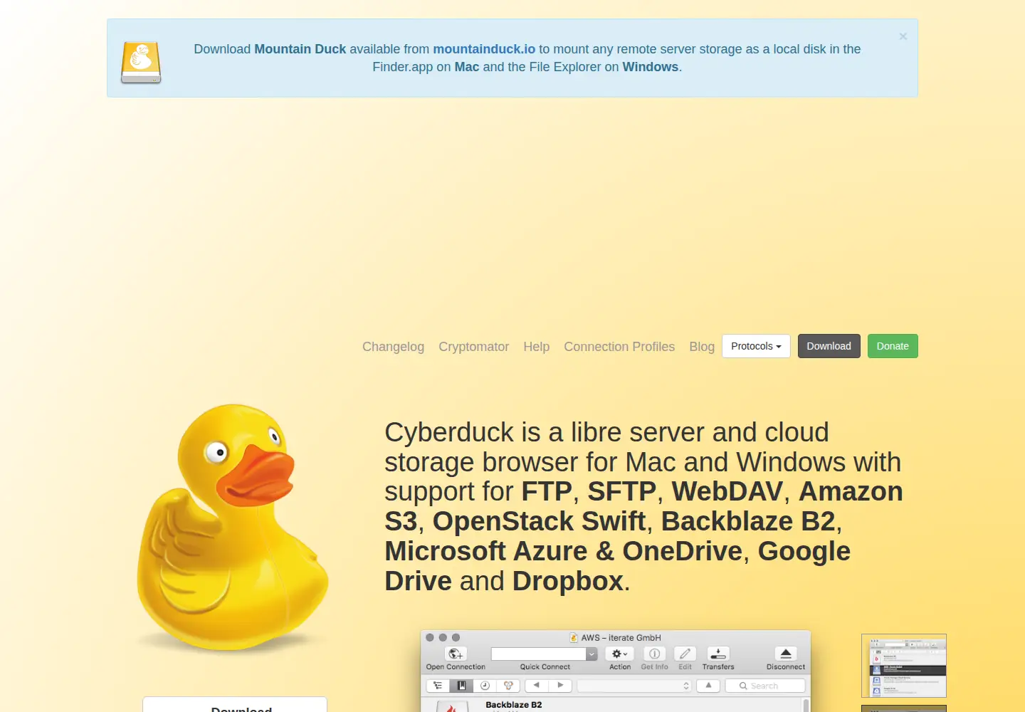 Screenshot of cyberduck.io