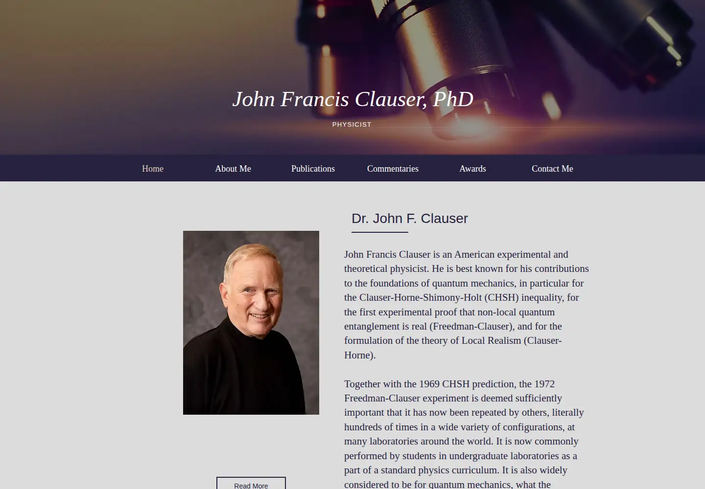 Screenshot of johnclauser.com