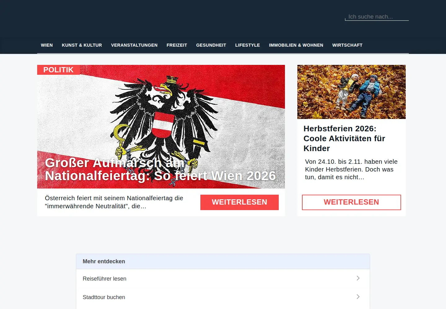 Captured homepage of ganz-wien.at in the current scan