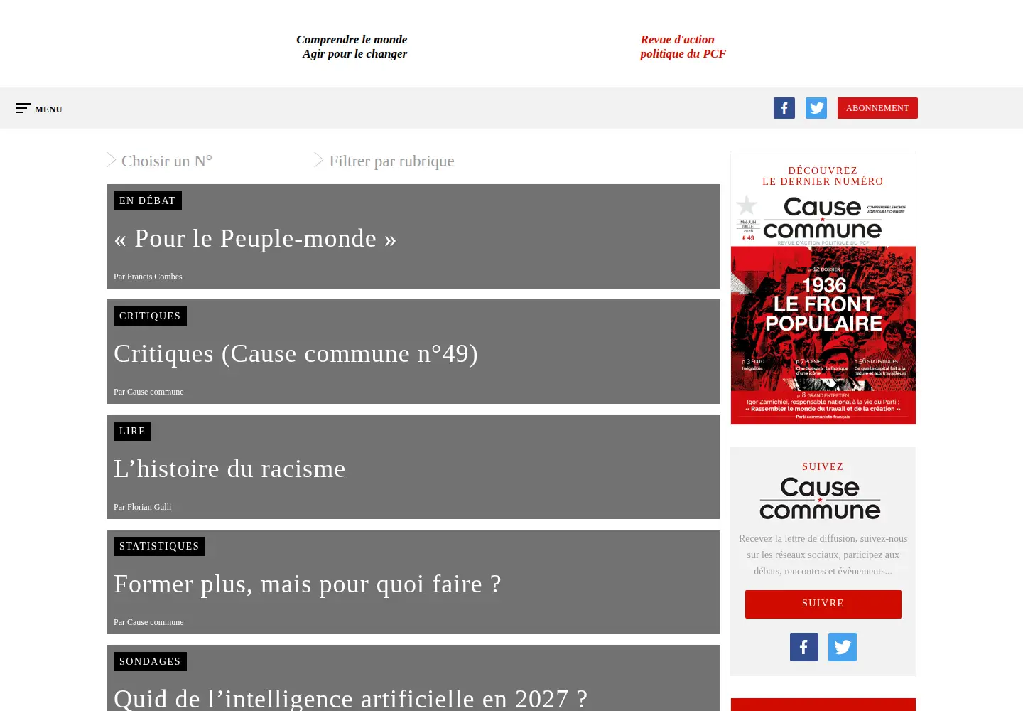 Screenshot of causecommune-larevue.fr
