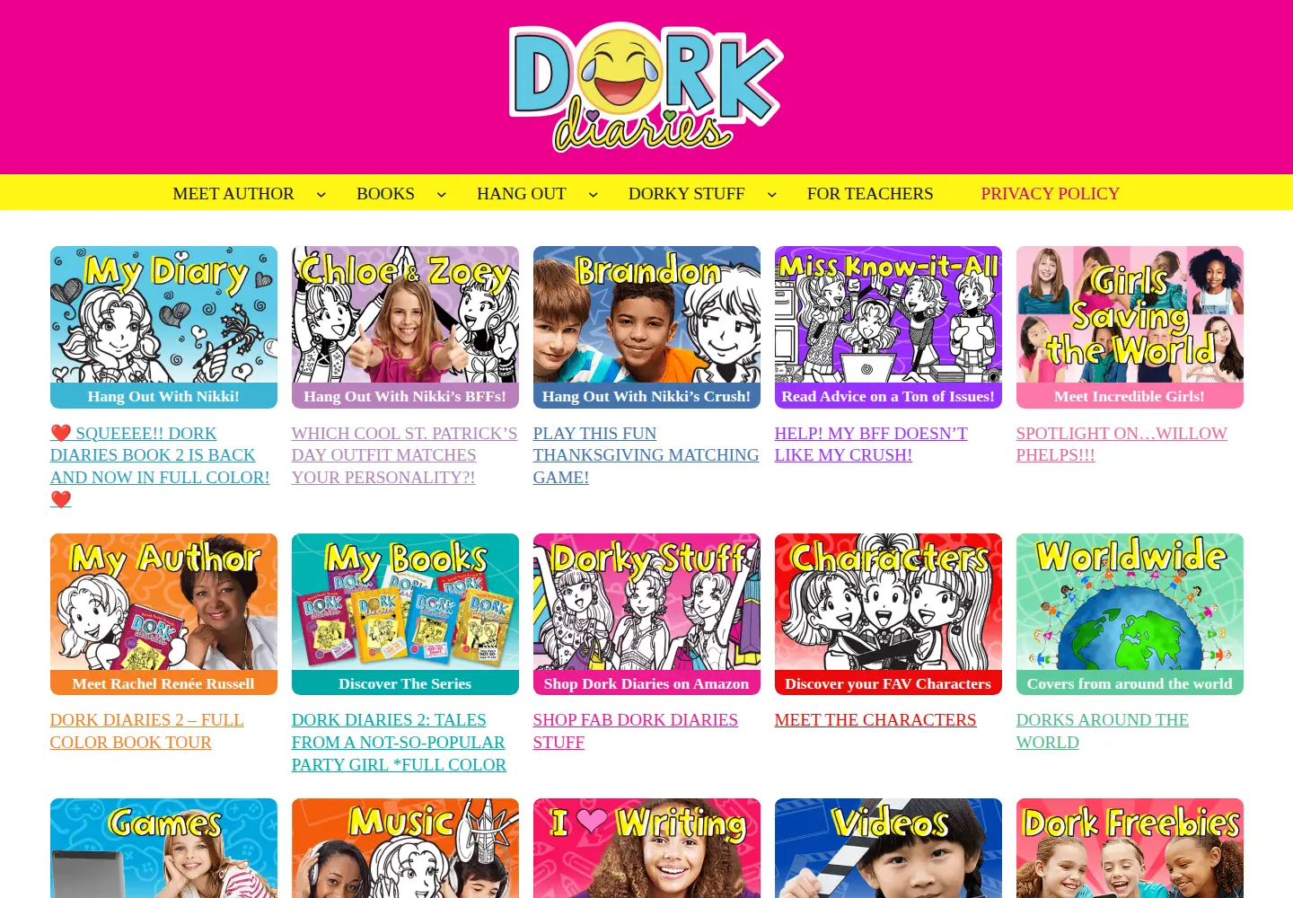 Screenshot of dorkdiaries.com